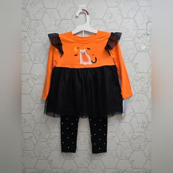 Nwt Cat & Jack Halloween Girl's Tulle Tutu Tunic and Leggings Outfit - Picture 4 of 8